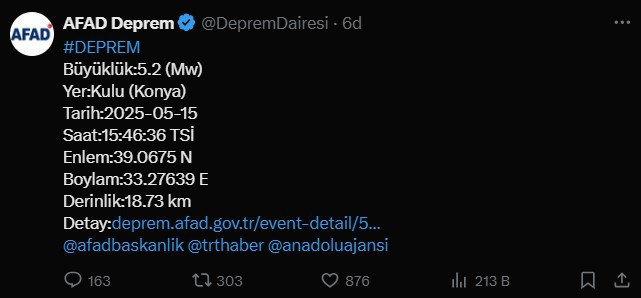 Konya'da 5.2 büyüklüğünde deprem! Deprem Ankara ve çevre illerde de hissedildi