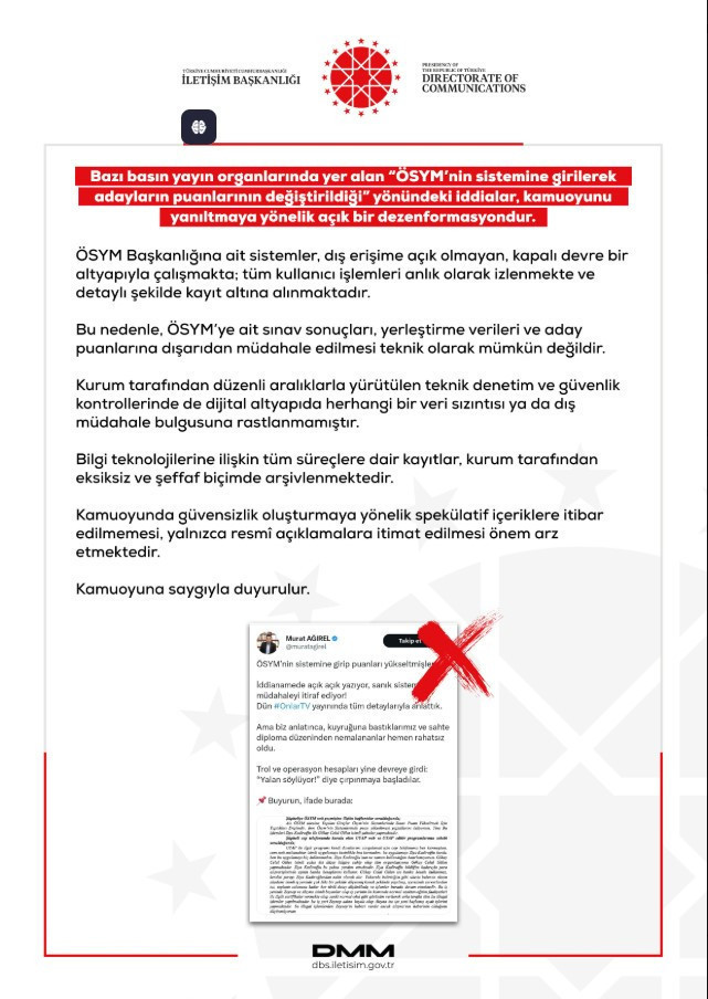 DMM'den "adayların puanlarının değiştirildiği iddiası"na yalanlama