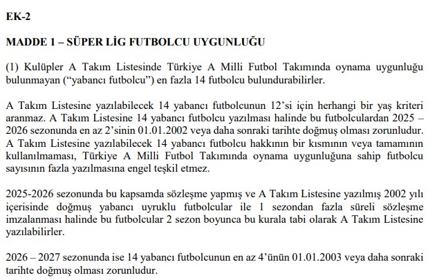 TFF’den flaş karar! Yabancı kuralı yeniden değişti