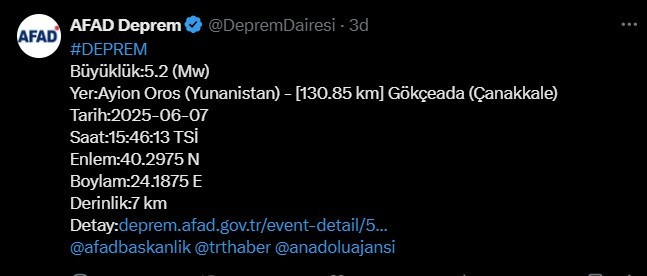 5.2 büyüklüğünde deprem! Sarsıntı İstanbul,  Edirne ve Tekirdağ'da da hissedildi. AFAD duyurdu
