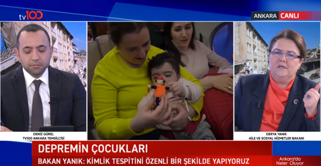 Derya Yanık'tan tv100 canlı yayınında önemli açıklamalar: 1819 çocuğun kimliği tespit edildi. Bugün itibariyle kimliği bilinmeyen 82 çocuğumuz var