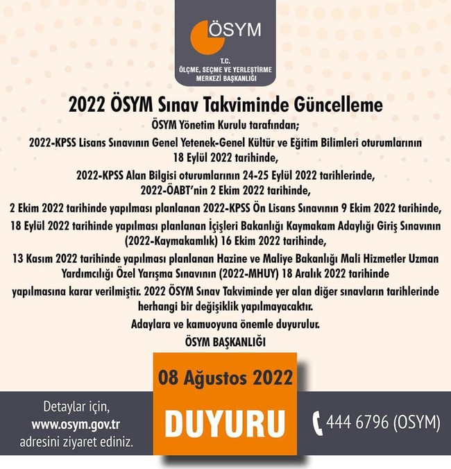 KPSS'de yeni takvim belli oldu: İlk sınav 18 Eylül'de, 2. oturum ise 24-25 Eylül'de yapılacak