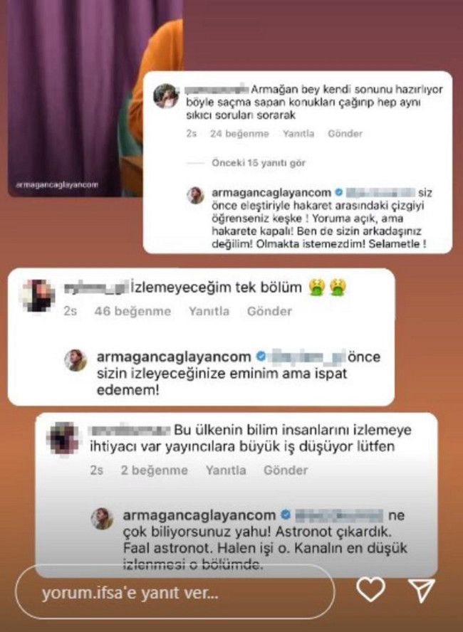 Armağan Çağlayan'dan "Sonunu hazırlıyorsun" diyen takipçisine cevap: Eleştiri ve hakaret arasındaki çizgiyi öğrenin