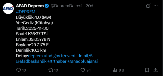 Kütahya'da korkutan deprem!