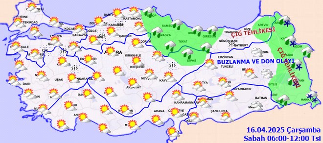 Meteoroloji açıkladı:  Zirai don tehlikesi sürüyor! İki bölgede sağanak ve kar bekleniyor. Hava sıcaklıkları mevsim normallerinin üzerine çıkacak