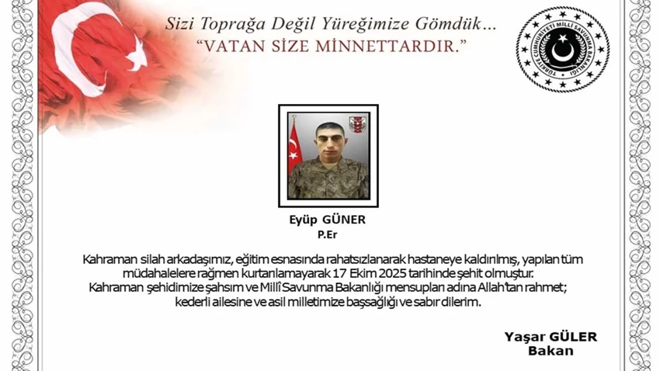 MSB duyurdu! Eğitim esnasında rahatsızlanan asker şehit oldu