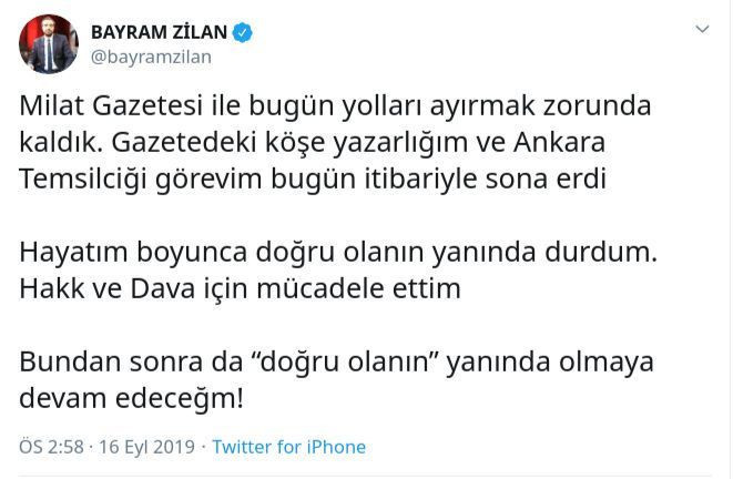 Milat Gazetesi'nde deprem! Hangi isimle yollar ayrıldı?