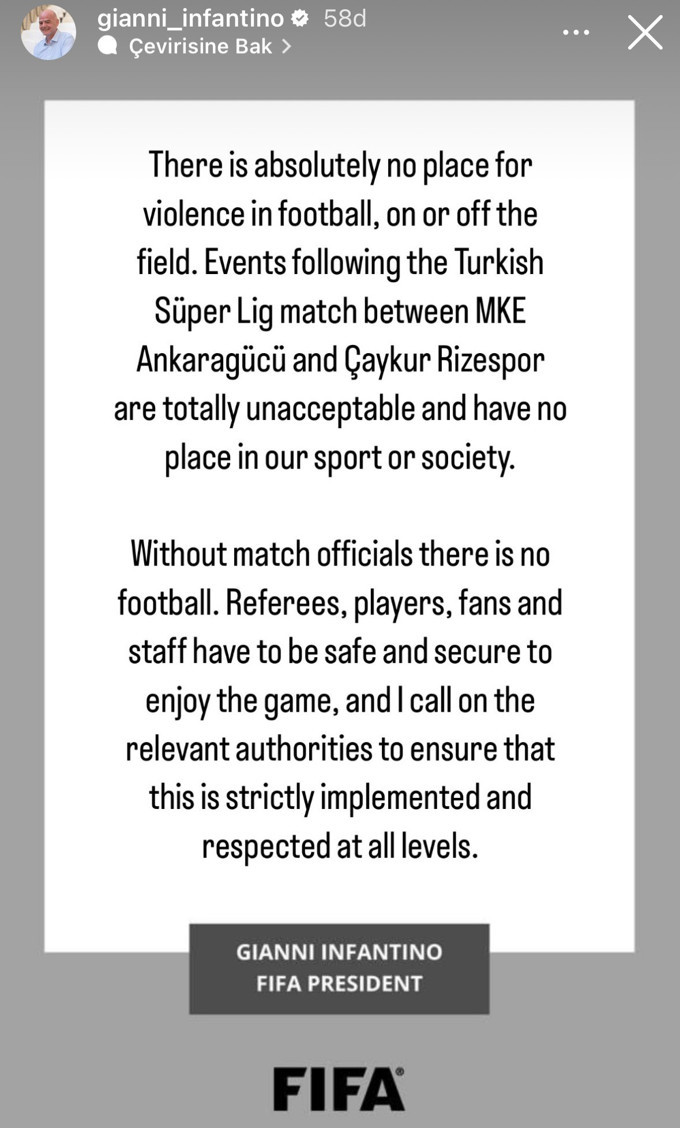 FIFA'dan Halil Umut Meler saldırısına ilk yorum: Ankaragücü ve Çaykur Rizespor maçı sonrası yaşananlar kabul edilemez