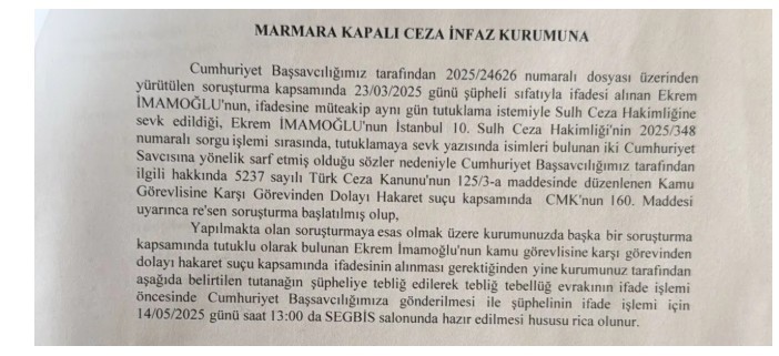Ekrem İmamoğlu'na kamu görevlisine hakaret suçlamasıyla soruşturma açıldı