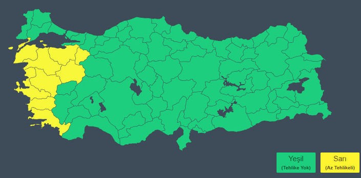 Yüksek sıcaklık, sağanak ve fırtınaya dikkat!  9 kent için "sarı" alarm verildi. Marmara ve Ege Bölgesine fırtına; 5 ilde sağanak bekleniyor - Resim : 2