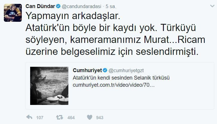 Can Dündar'dan Cumhuriyet’e düzeltme!