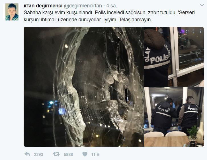 İrfan Değirmenci'nin evi kurşunlandı!