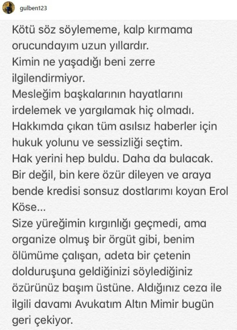 Gülben Ergen'den flaş Erol Köse kararı!