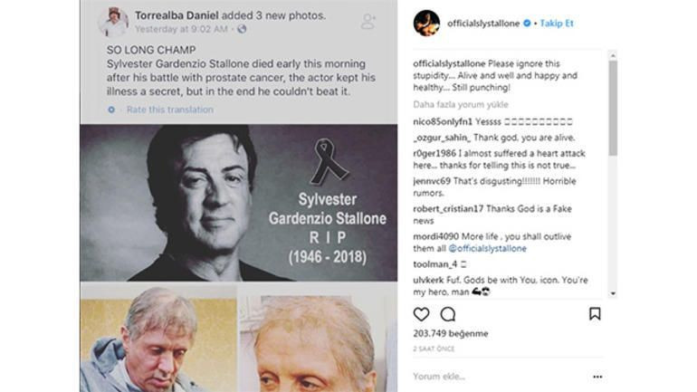 Sylvester Stallone'den 'ölüm' iddialarına sert yanıt: Lütfen bu aptallığı görmezden gelin