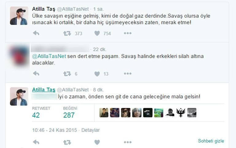 Atilla Taş'tan takipçisine sert yanıtlar!