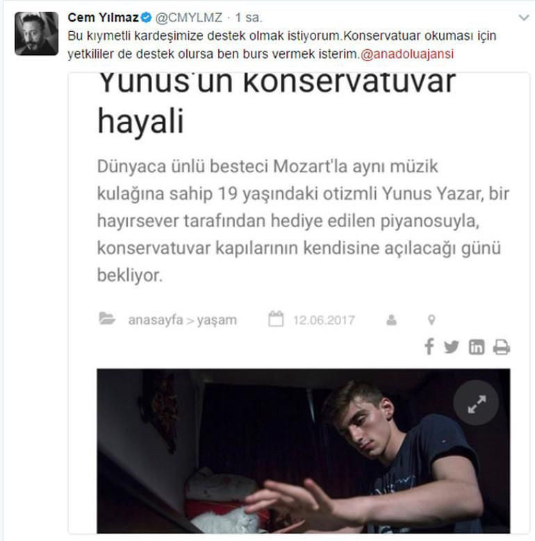 Cem Yılmaz, Beykoz’un Mozart’ına burs  verecek