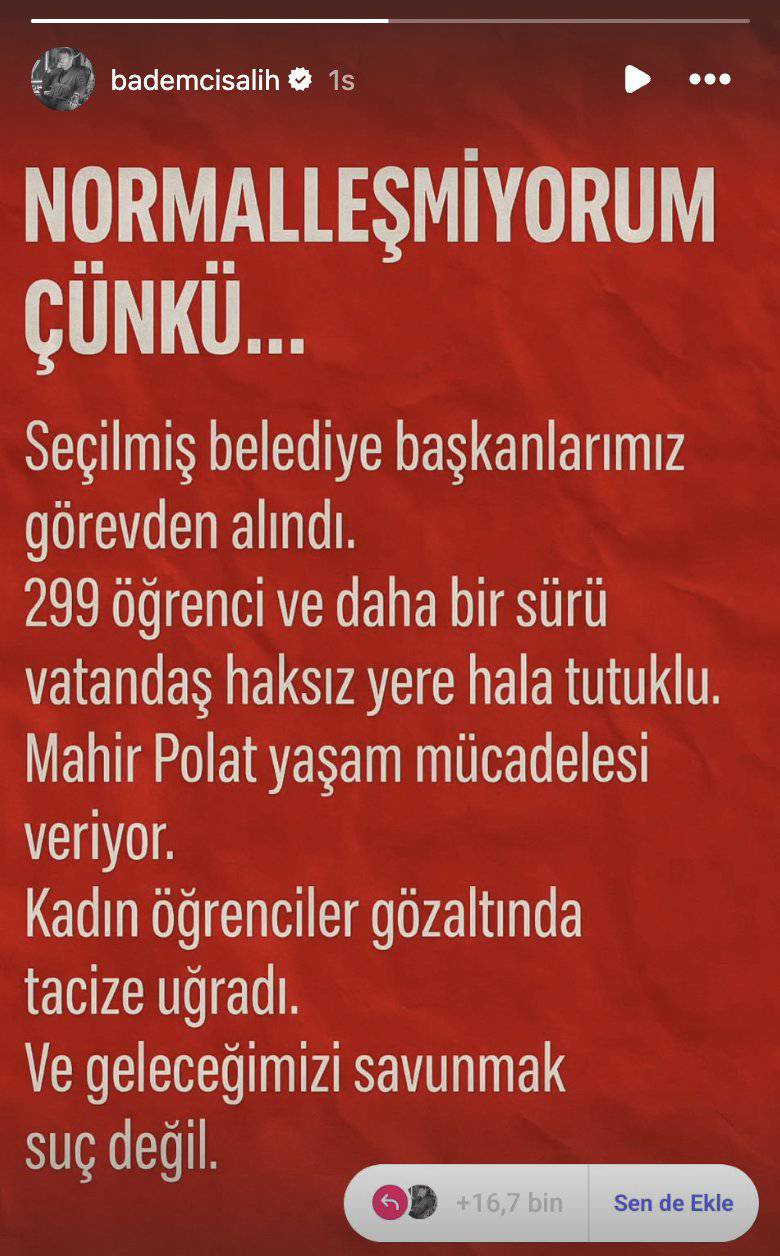 Salih Bademci'den tutuklamalara tepki: Normalleşmiyorum - Resim : 2