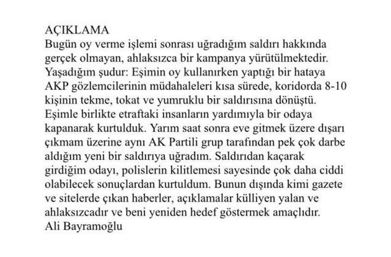 Ali Bayramoğlu: AK Partili bir grubun saldırısına uğradım, yumruklar yedim!