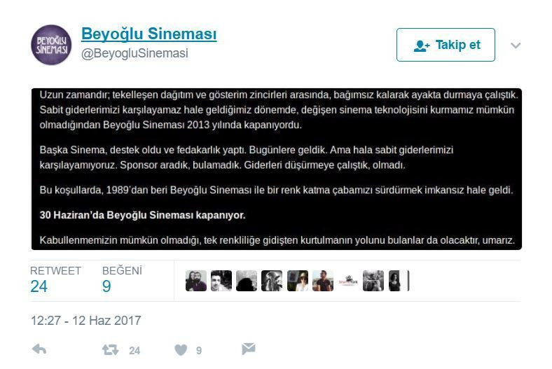 Beyoğlu Sineması kapanıyor!