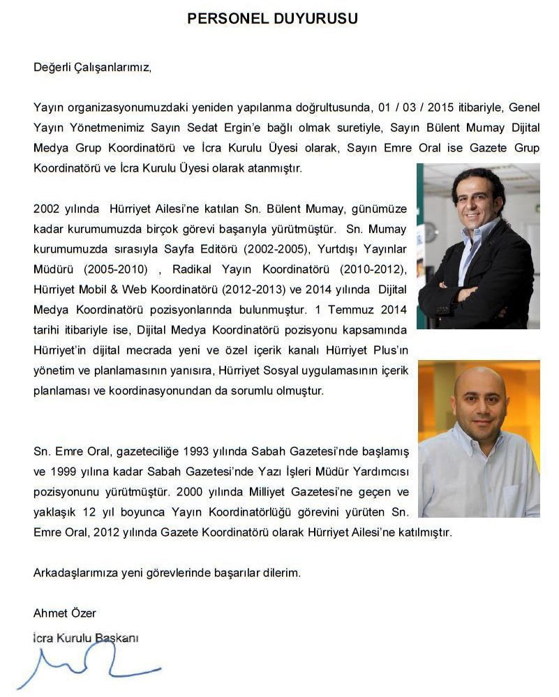 Hürriyet Dünyası'nda yeniden yapılanma! Üst düzey atamalar böyle duyuruldu!