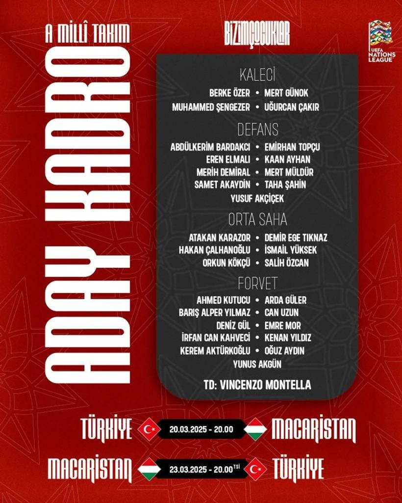 Son Dakika... A Milli Takım'ın aday kadrosu açıklandı!