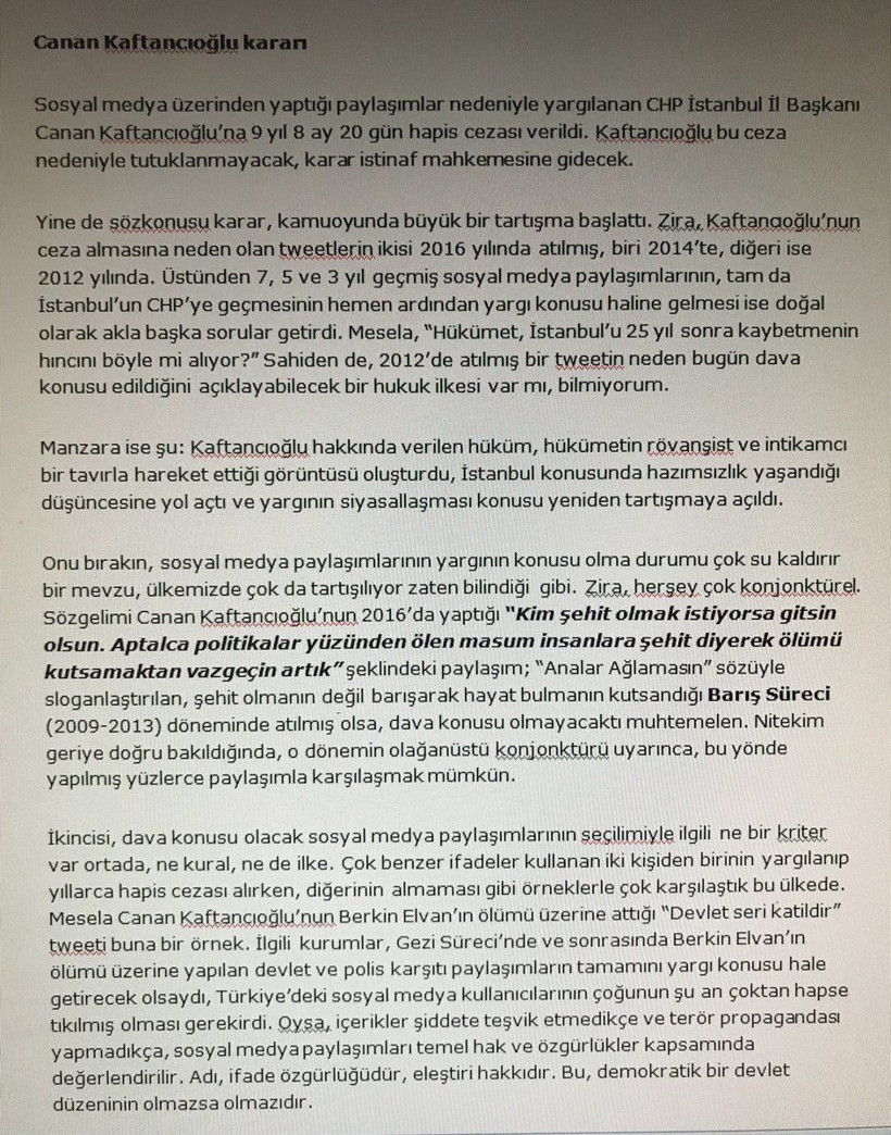 Yeni Şafak'ta Kaftancıoğlu ayrılığı! Hangi yazar veda etti? - Resim : 2
