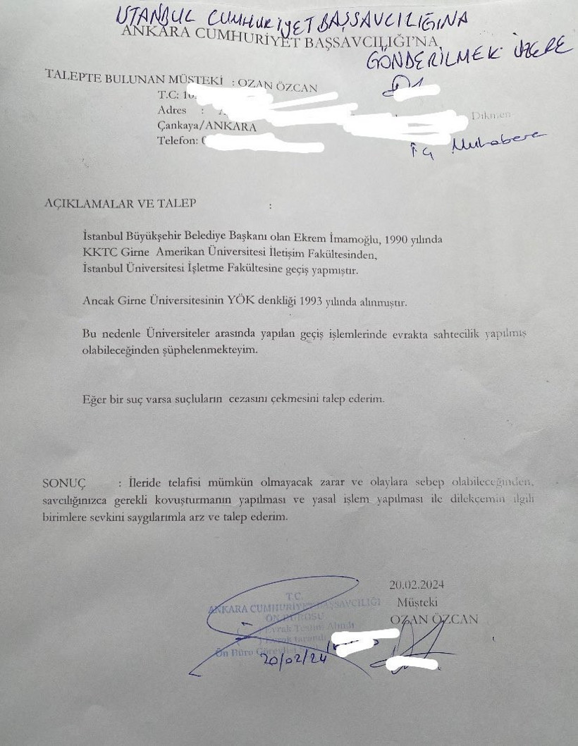 Diploma iptaline kafa keseriz tehdidi! Ekrem İmamoğlu'nun diplomasının sahte olduğunu ihbar etmişti. Ozan Özcan'dan dikkat çeken sözler