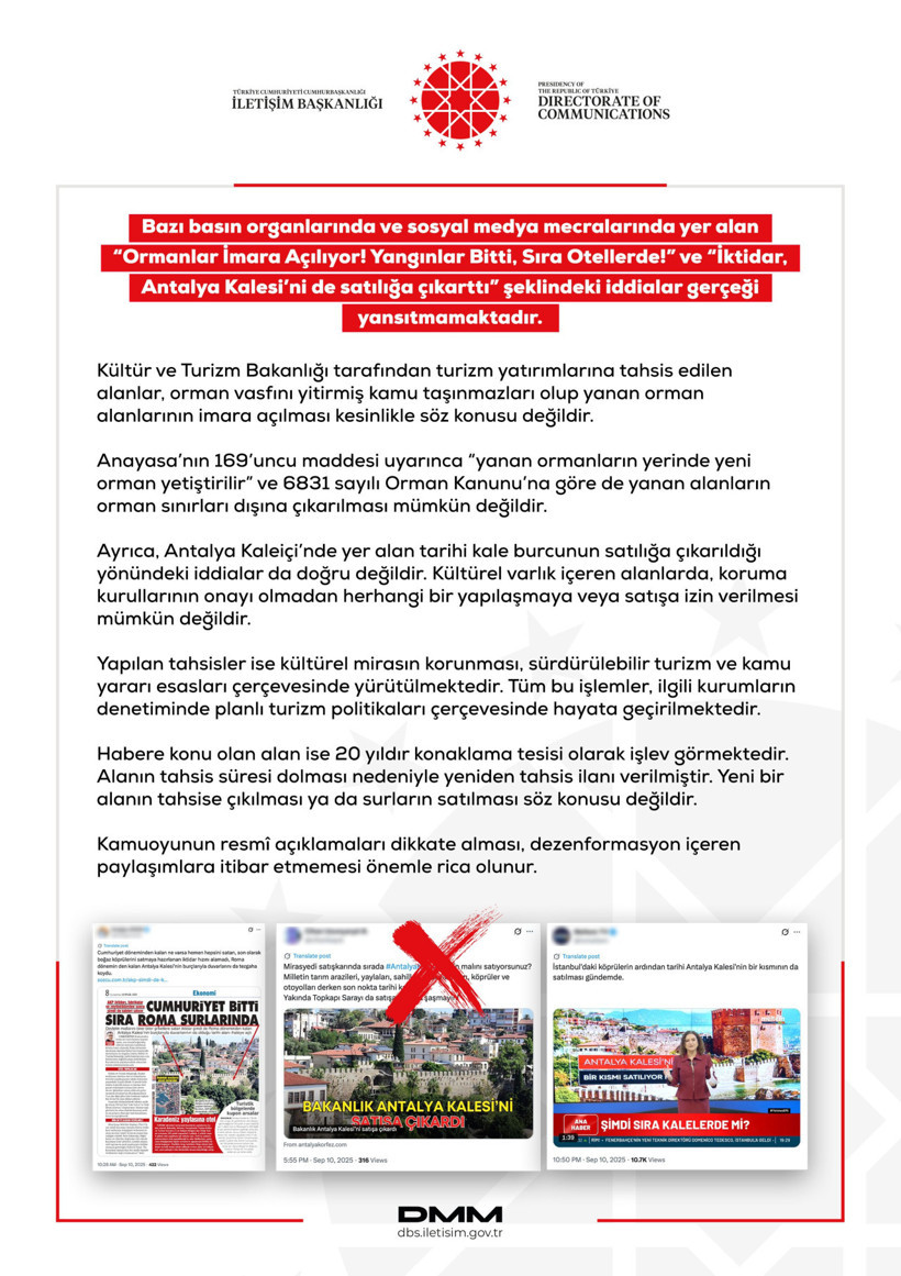 "Ormanlar imara mı açılıyor? Antalya kalesi satışa mı çıkarıldı?" DMM'den iddialara yanıt geldi