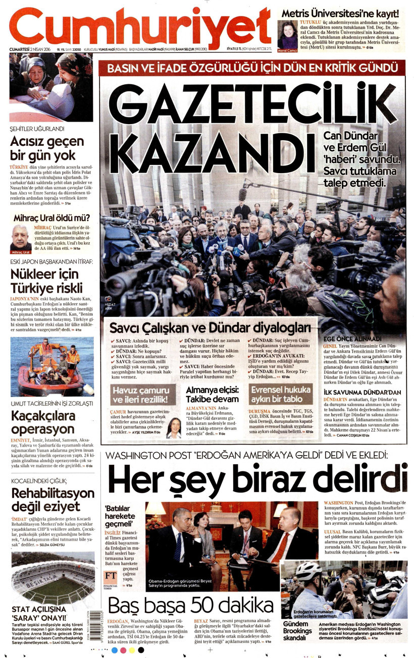 Mahkeme Dündar ve Gül'ün tutuksuz yargılanmalarına karar verdi, Cumhuriyet böyle çıktı!