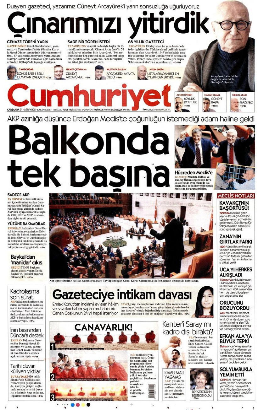 Cumhuriyet, verilmesi en zor haberi duyurdu: Çınarımızı yitirdik