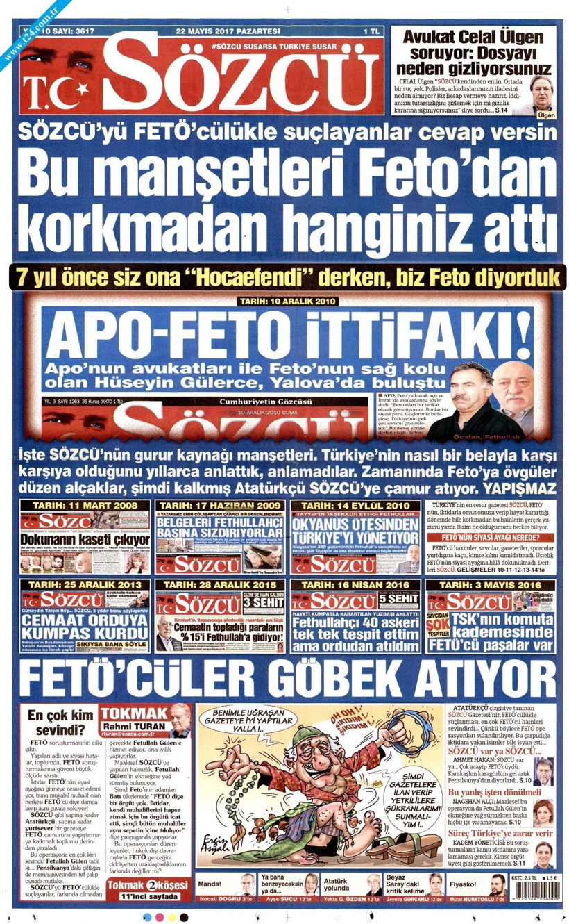 Sözcü hatırlattı: Bu manşetleri FETÖ'den korkmadan hanginiz attı?