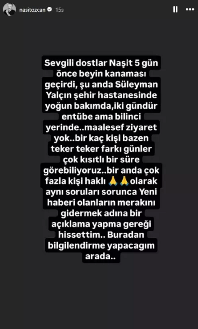 Usta oyuncu Naşit Özcan beyin kanaması geçirdi