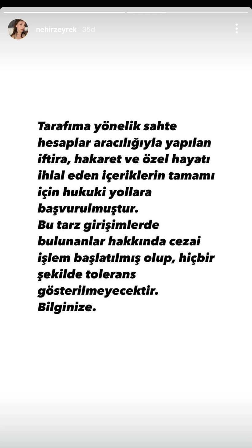 Ferdi Zeyrek'in kızı Nehir Zeyrek'ten yeni açıklama! O paylaşımlar sonrası harekete geçti
