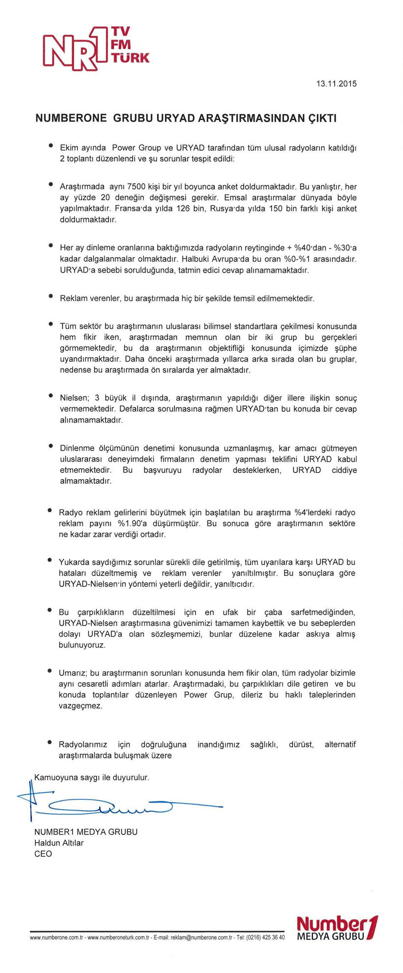 Numberone Grubu'ndan flaş URYAD kararı!