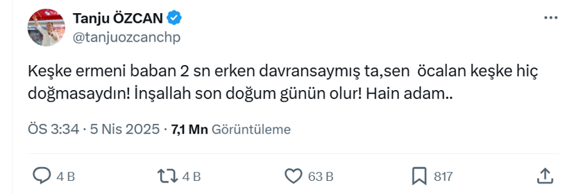 Tanju Özcan'a büyük tepki. Hem Ezhel hem de Ermenilerden tepki geldi