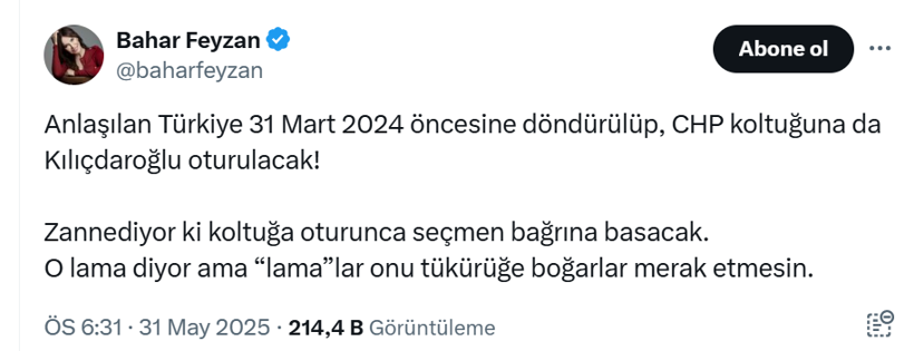 Kemal Kılıçdaroğlu İçin Tepki Çekecek Sözler. Bahar Feyzan: Lamalar onu tükürüğe boğarlar merak etmesin - Resim : 2