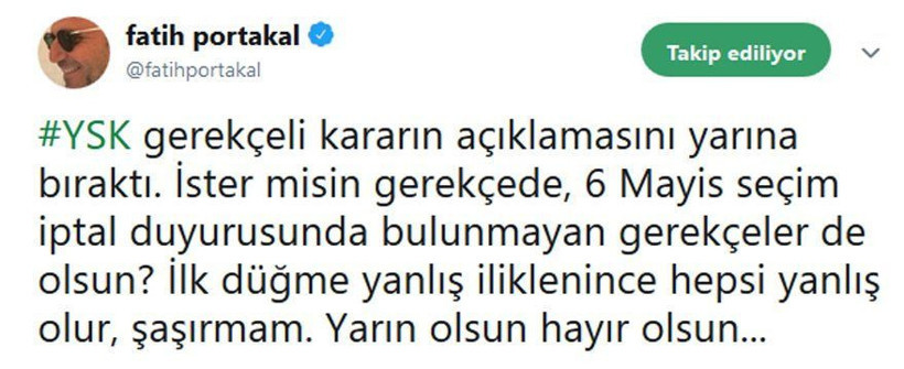 Fatih Portakal'dan YSK'ya tepki: Şaşırmam!