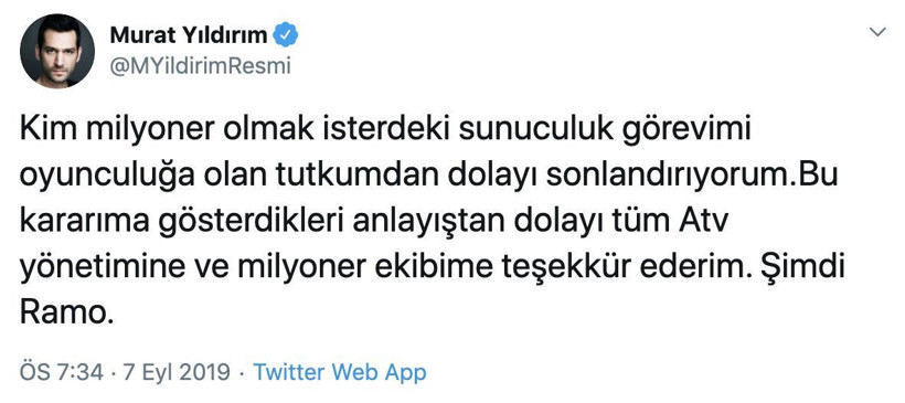 Murat Yıldırım'dan flaş Kim Milyoner Olmak İster kararı!