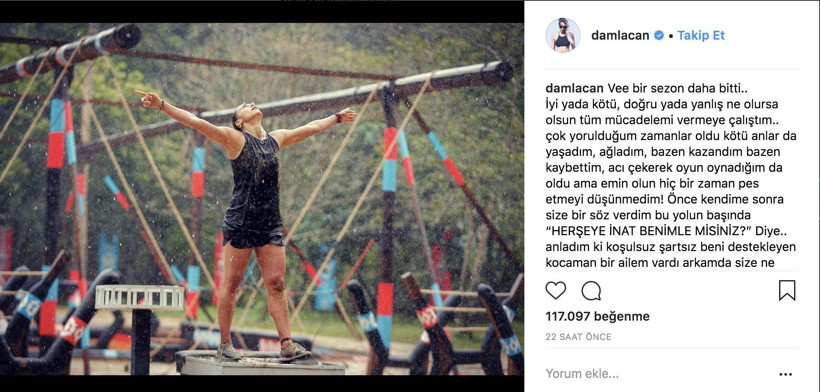 Damla Can'dan Survivor paylaşımı