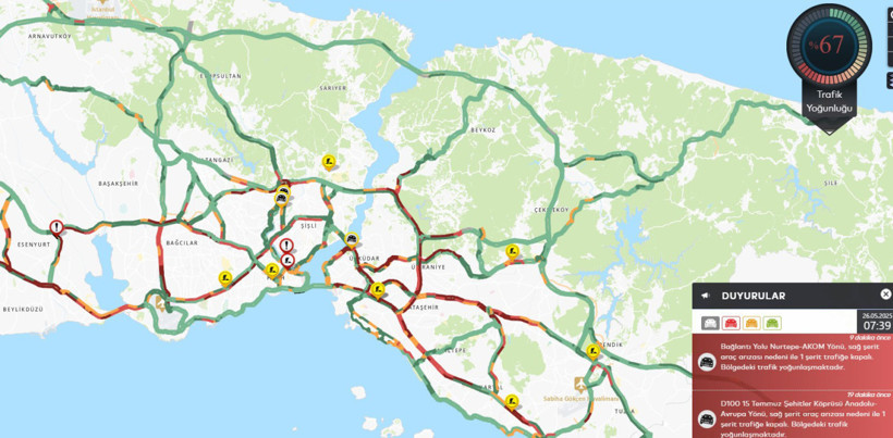 Yağmurla birlikte İstanbul'da haftanın ilk günü trafikte yoğunluk