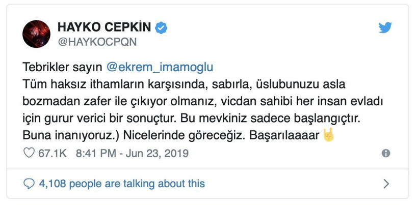 Sanatçılardan İmamoğlu’na tebrik mesajları: 'Her şey çok güzel oldu' - Resim : 5