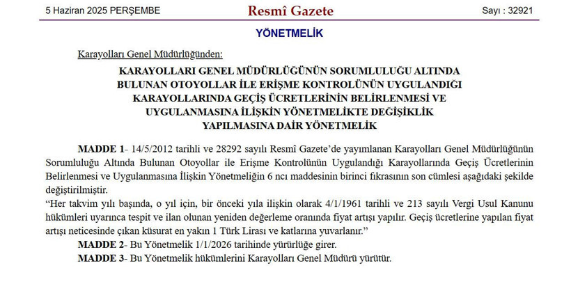Otoyol ücretleri ile ilgili yeni karar! Sistem değişti artık otomatik olarak yapılacak. Resmi Gazete'de yayımlandı