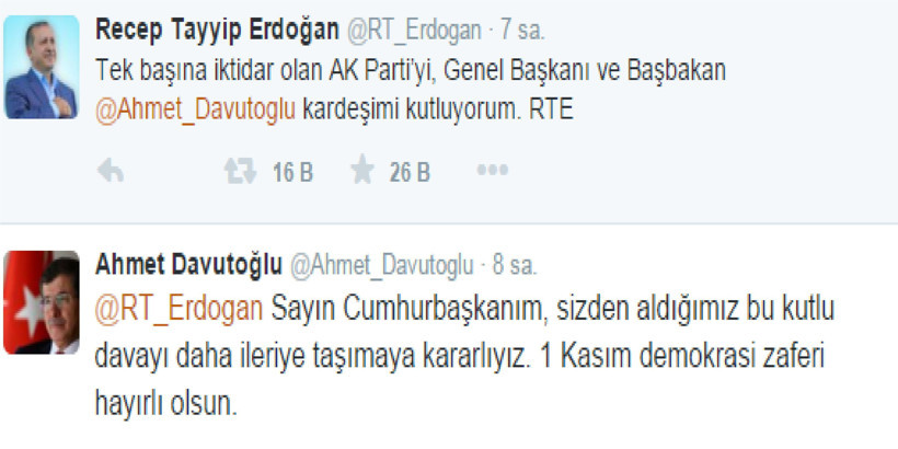 Erdoğan'dan Davutoğlu'na tebrik tweeti