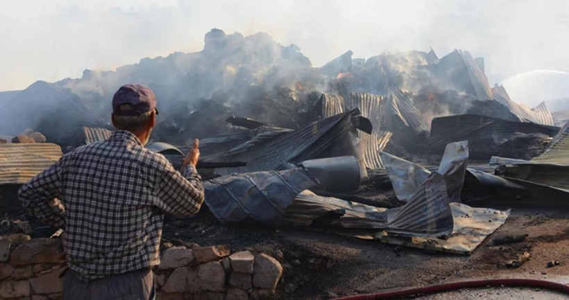 Erzurum'da alevler köyü sardı: Çok sayıda hayvan telef oldu - Resim : 2