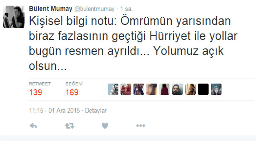 Haberi Twitter'dan verdi... O ismin Hürriyet ile yolları ayrıldı