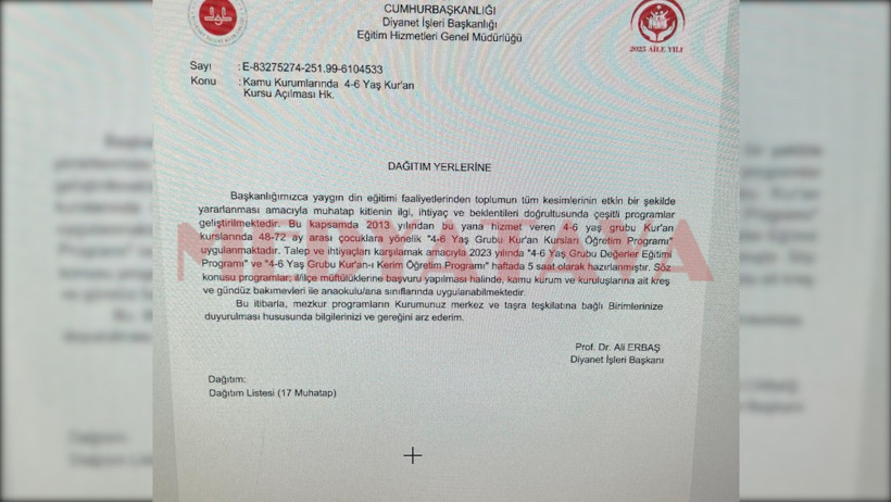 Kamu Kurumlarında 4-6 Yaş Çocuklar İçin Kuran Kursu Açılıyor. Diyanet İşleri Başkanlığı Genelge Yayımladı