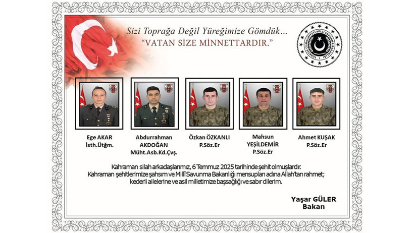 Metan gazı zehirlenmesi: 5 şehidimiz var... Kimlikleri belli oldu