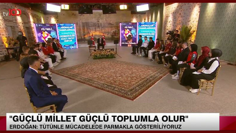 Cumhurbaşkanı Erdoğan gençlerle ve sporcularla bir arada! Talha Sanuç ile diyalogu güldürdü - Resim : 3