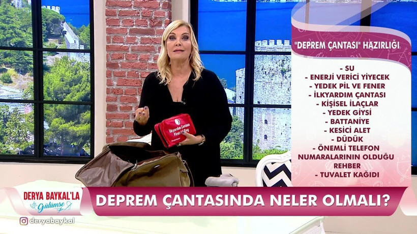 Derya Baykal’dan canlı yayında deprem çantası