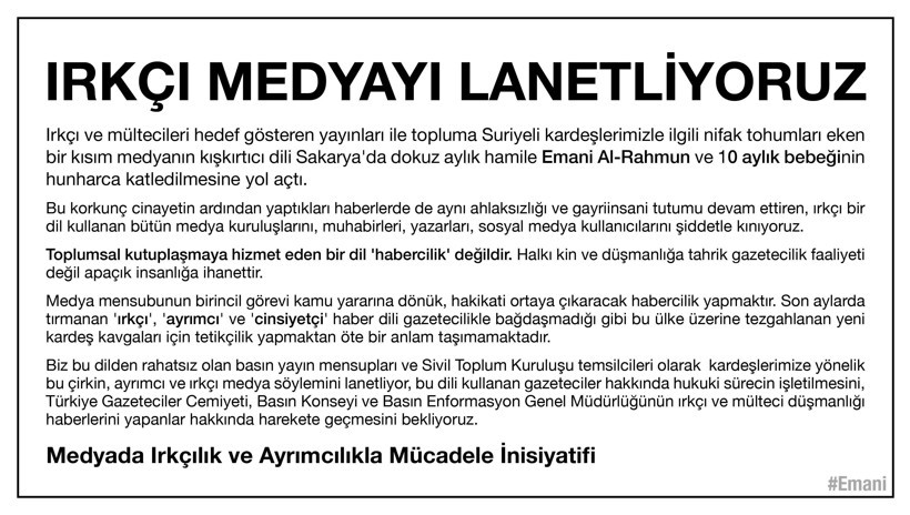 180 gazeteci ve akademisyenden ortak bildiri: Irkçı medyayı lanetliyoruz
